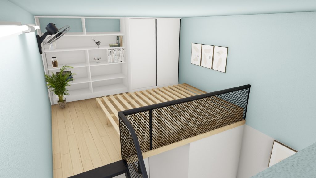 Thiết kế phòng trọ có gác xép 16m2 tại hồng phong hải phòng (9)